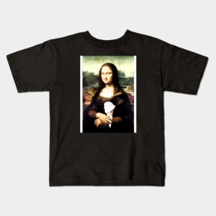 Smiling Mona Lisa With Ice Cream, Mona Lice Kids T-Shirt